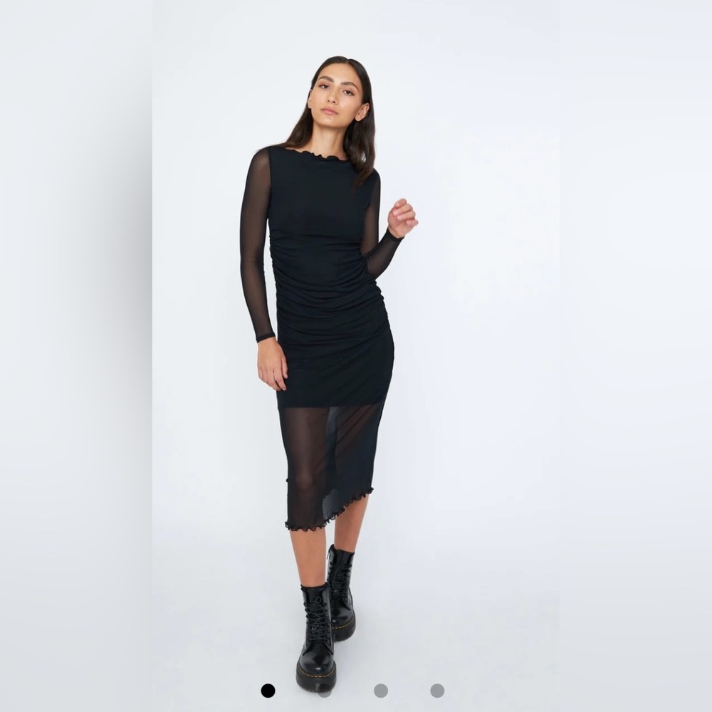 Monk and Lou - mesh Normi ruched dress